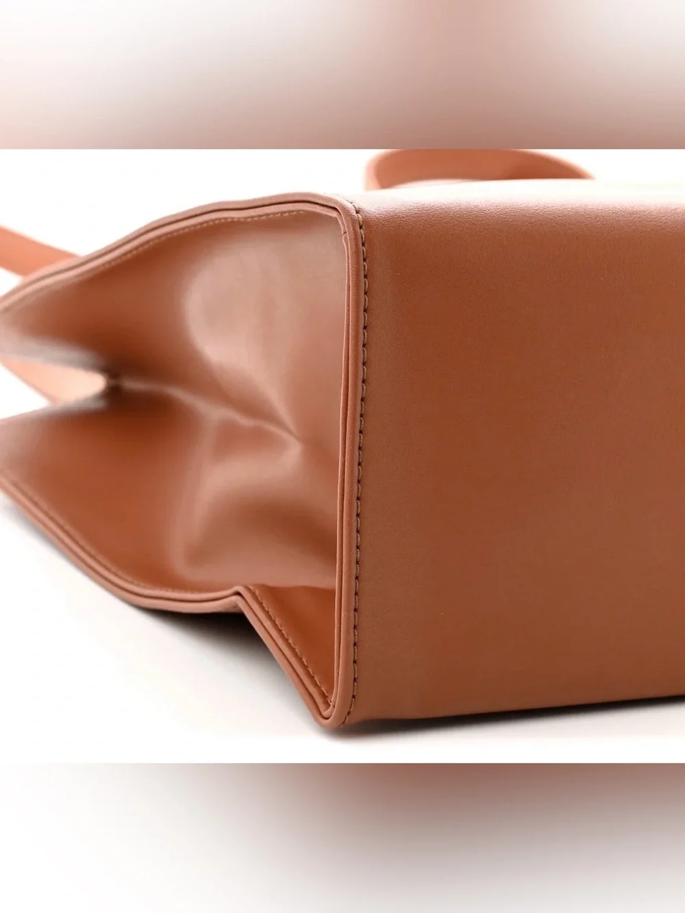 Telfar Leather Medium Cognac Brown Logo-Embossed Shopper Tote